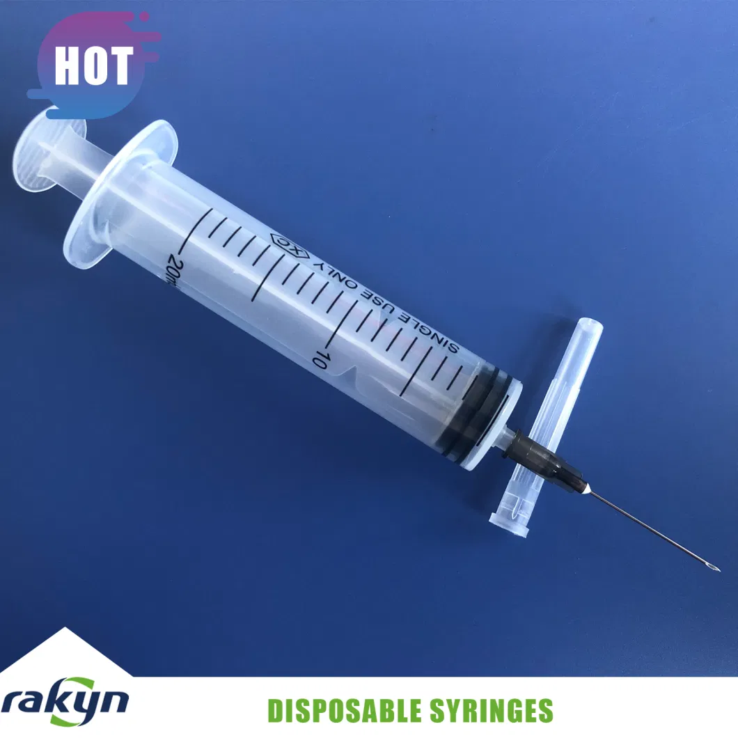 Medical Supply of Disposable Plastic Vaccine Syringes with Needles for Injection Luer Slip 20cc 20ml