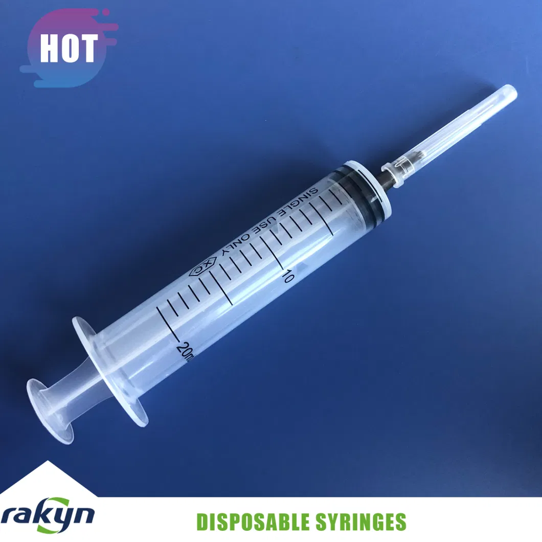 Medical Supply of Disposable Plastic Vaccine Syringes with Needles for Injection Luer Slip 20cc 20ml