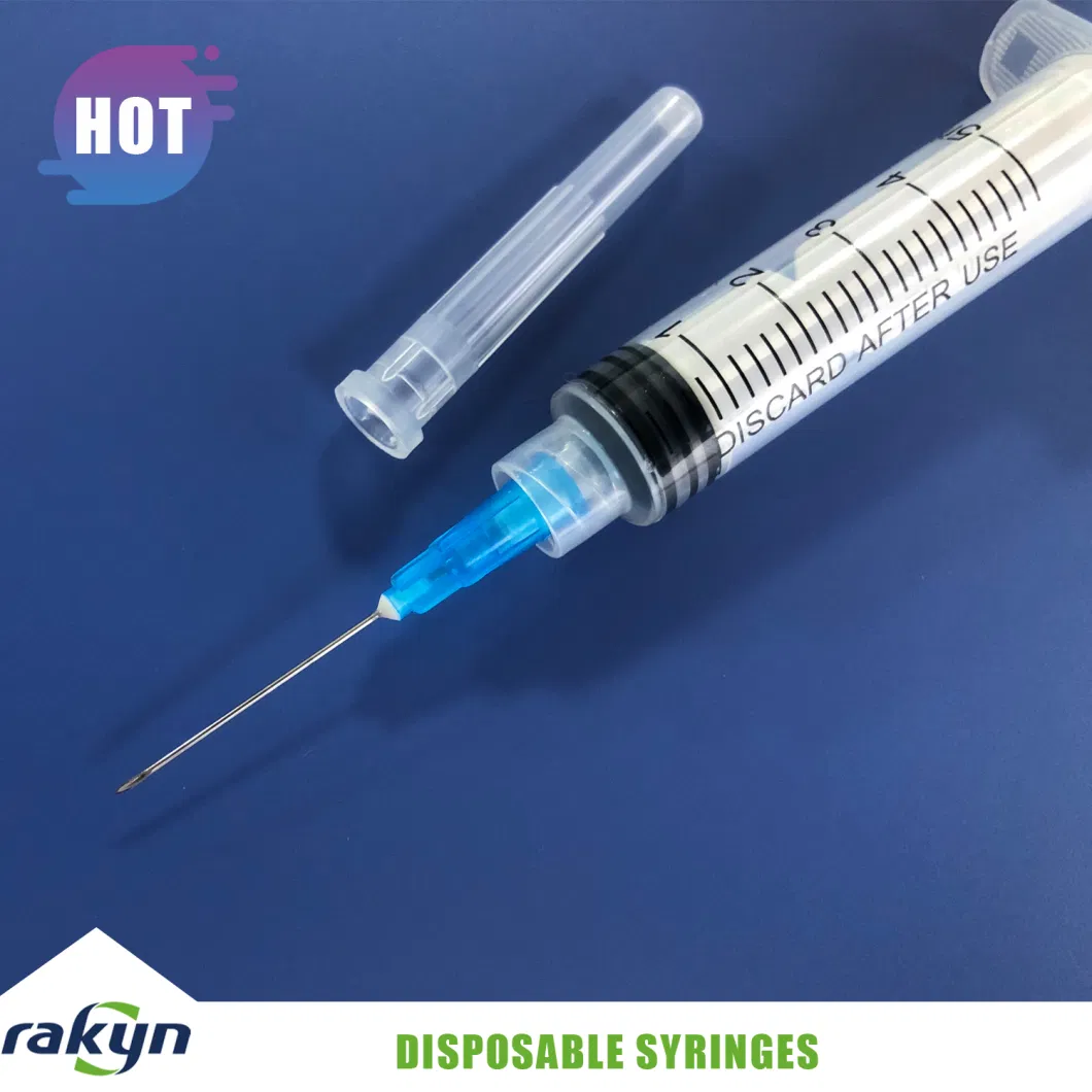 Medical Supply of Disposable Plastic Vaccine Syringes with Needles Luer Lock 5cc 5ml